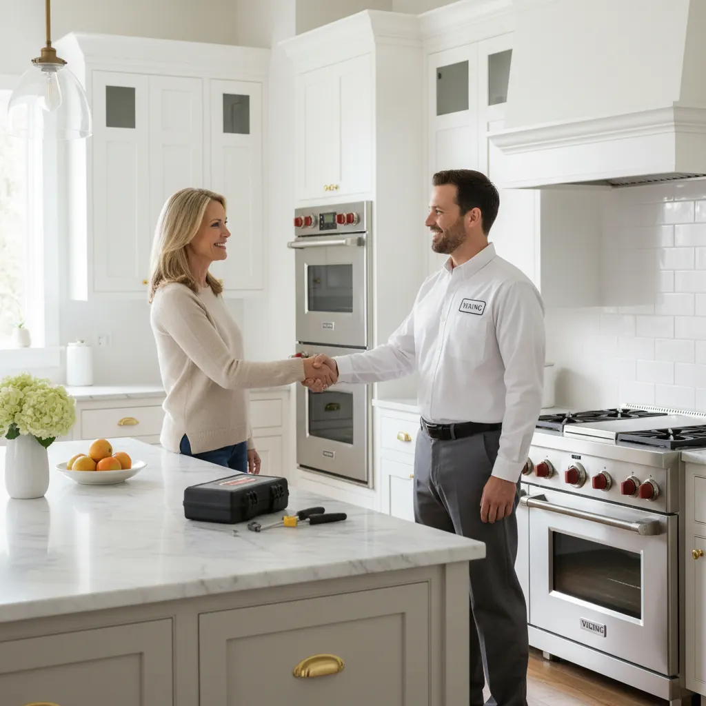 Happy customer after same-day Viking appliance repair